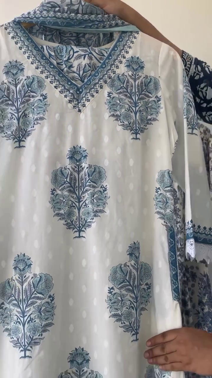 A line style cotton fabric blue color kurta