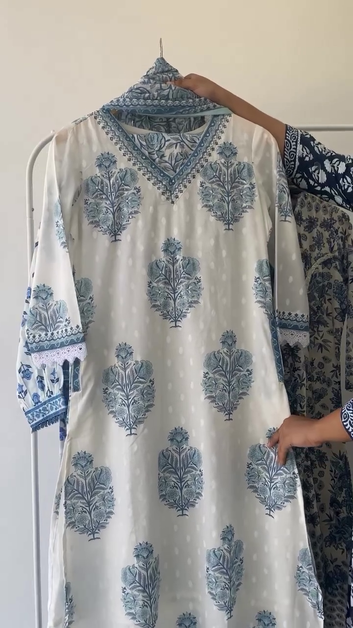 A line style cotton fabric blue color kurta