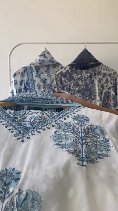 A line style cotton fabric blue color kurta
