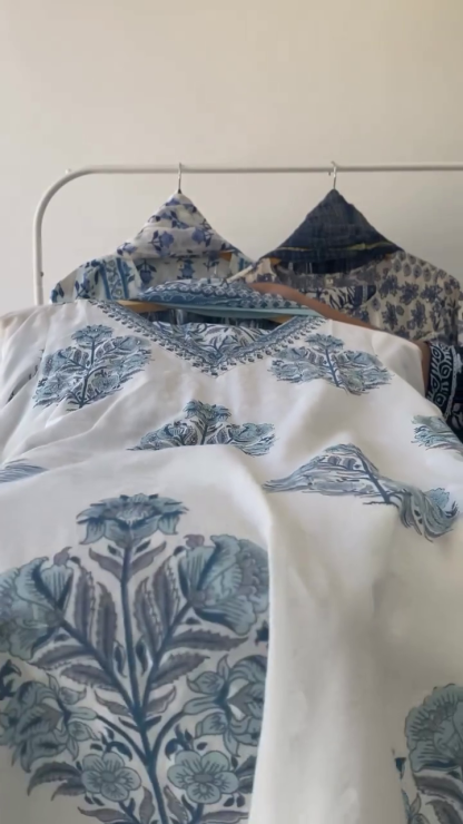 A line style cotton fabric blue color kurta
