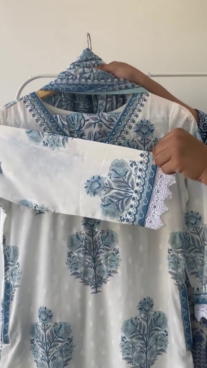 A line style cotton fabric blue color kurta