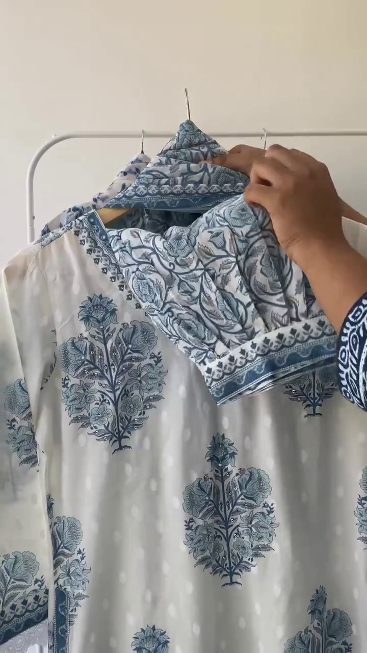 A line style cotton fabric blue color kurta