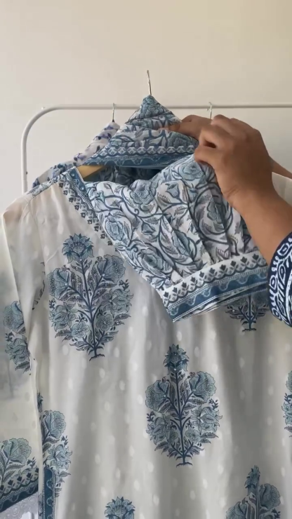 A line style cotton fabric blue color kurta