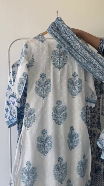 A line style cotton fabric blue color kurta