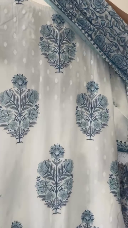 A line style cotton fabric blue color kurta