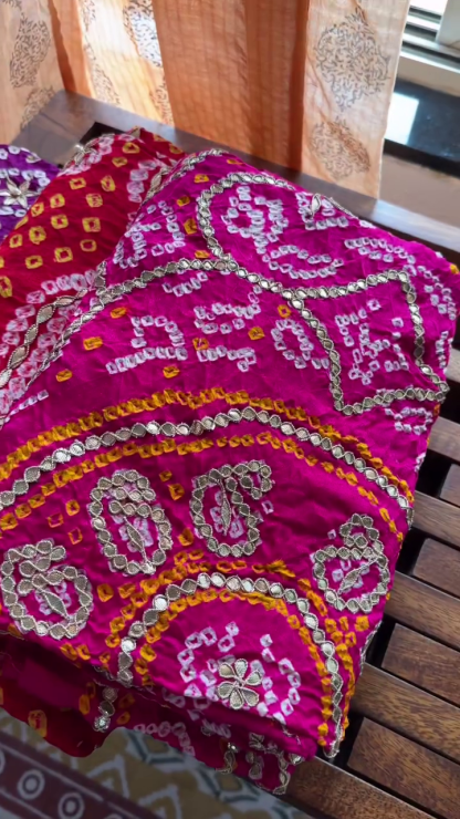 Pure Georgette Jaipuri Bandhej Work Chunri