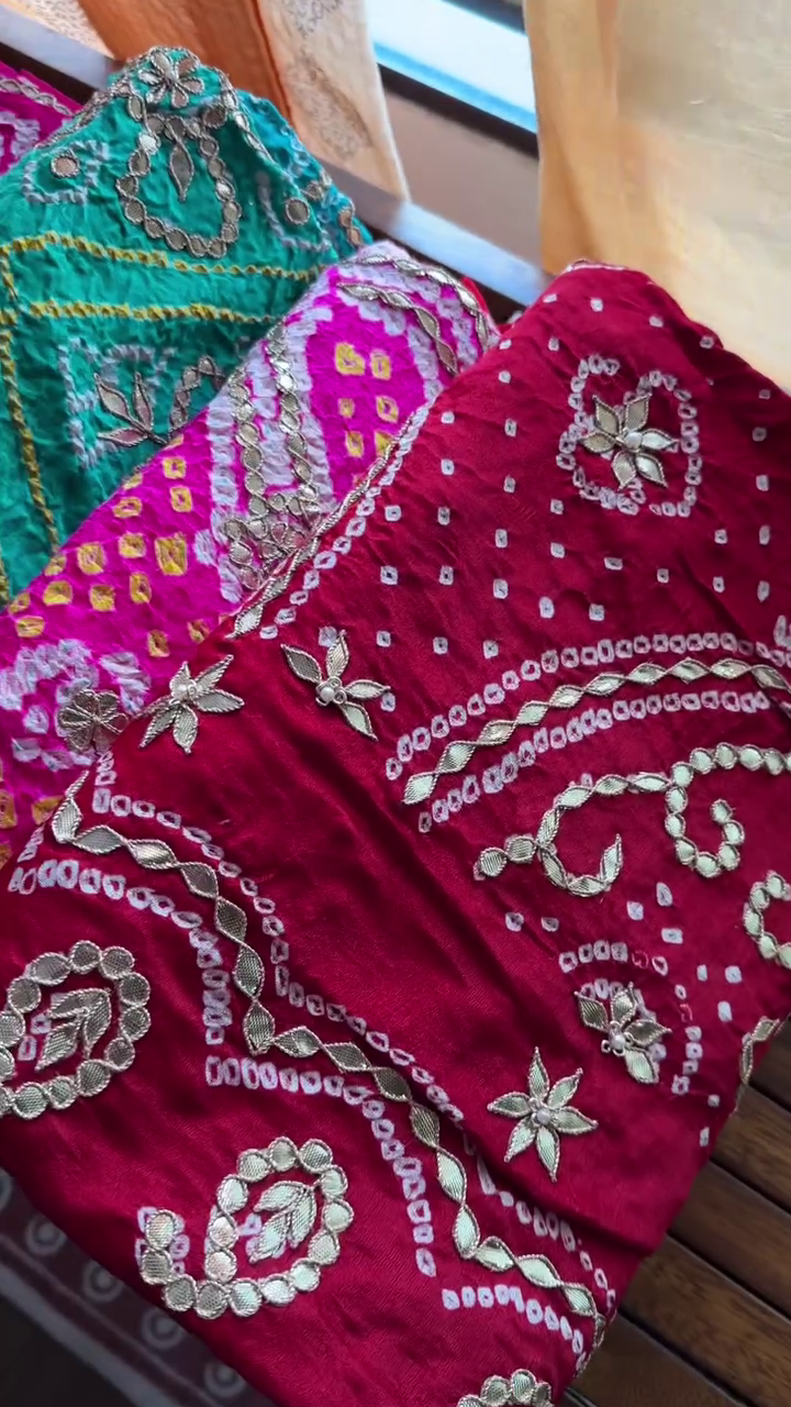 Pure Georgette Jaipuri Bandhej Work Chunri