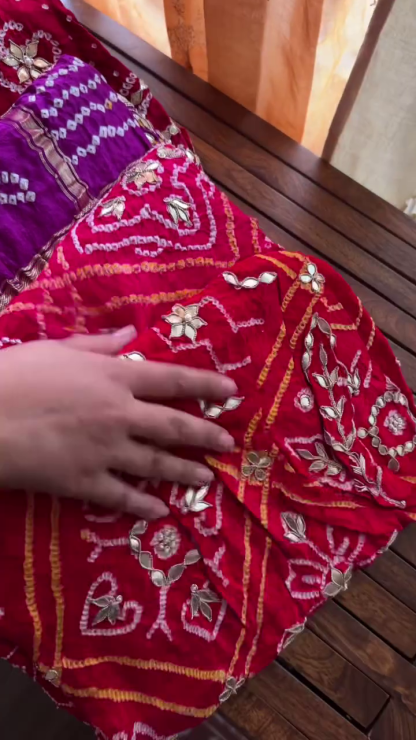 Pure Georgette Jaipuri Bandhej Work Chunri