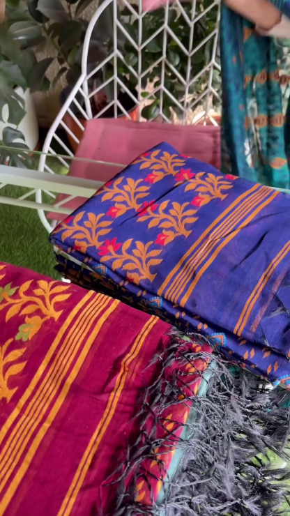 Multicolor cotton saree with blouse