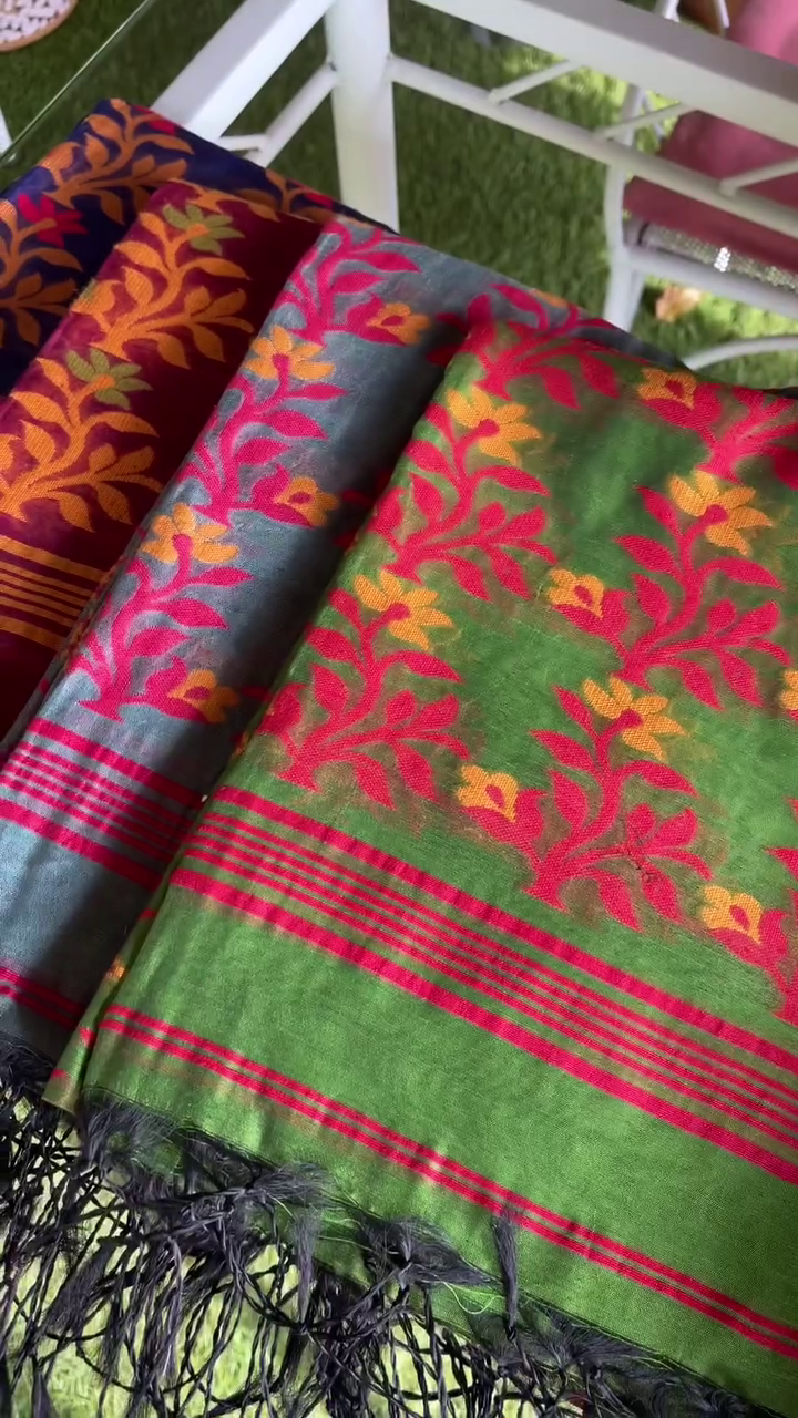 Multicolor cotton saree with blouse