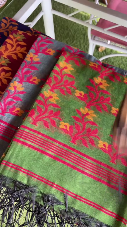 Multicolor cotton saree with blouse