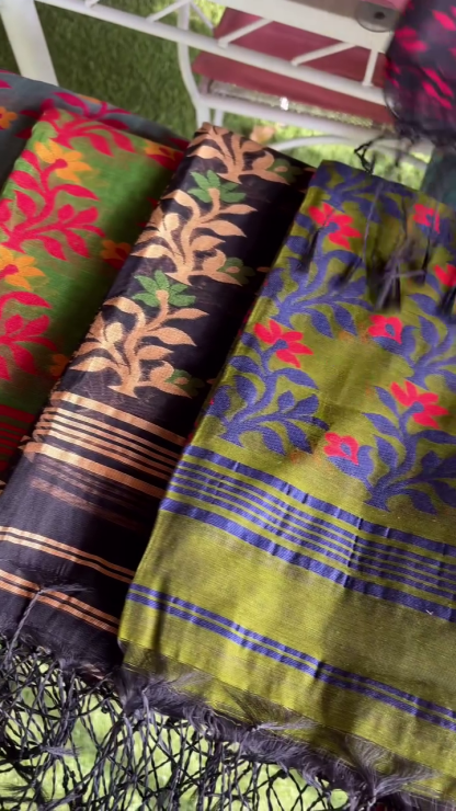 Multicolor cotton saree with blouse