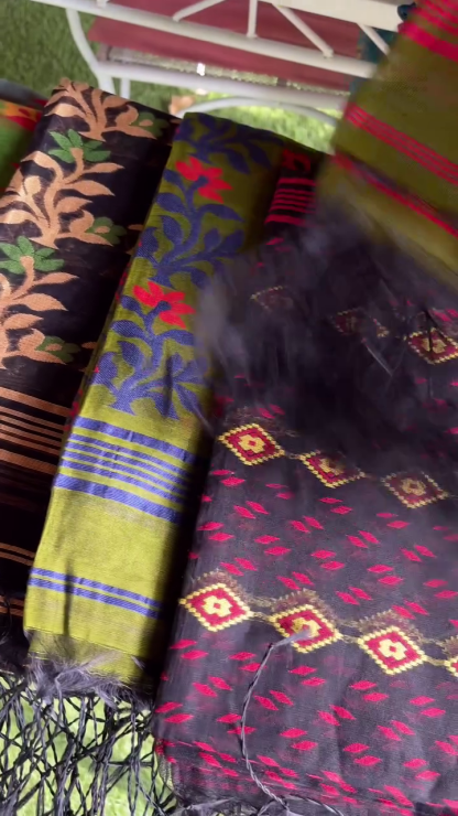 Multicolor cotton saree with blouse