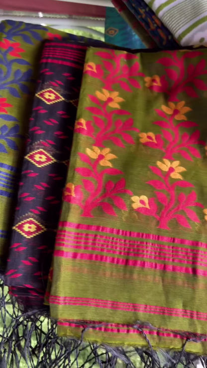Multicolor cotton saree with blouse