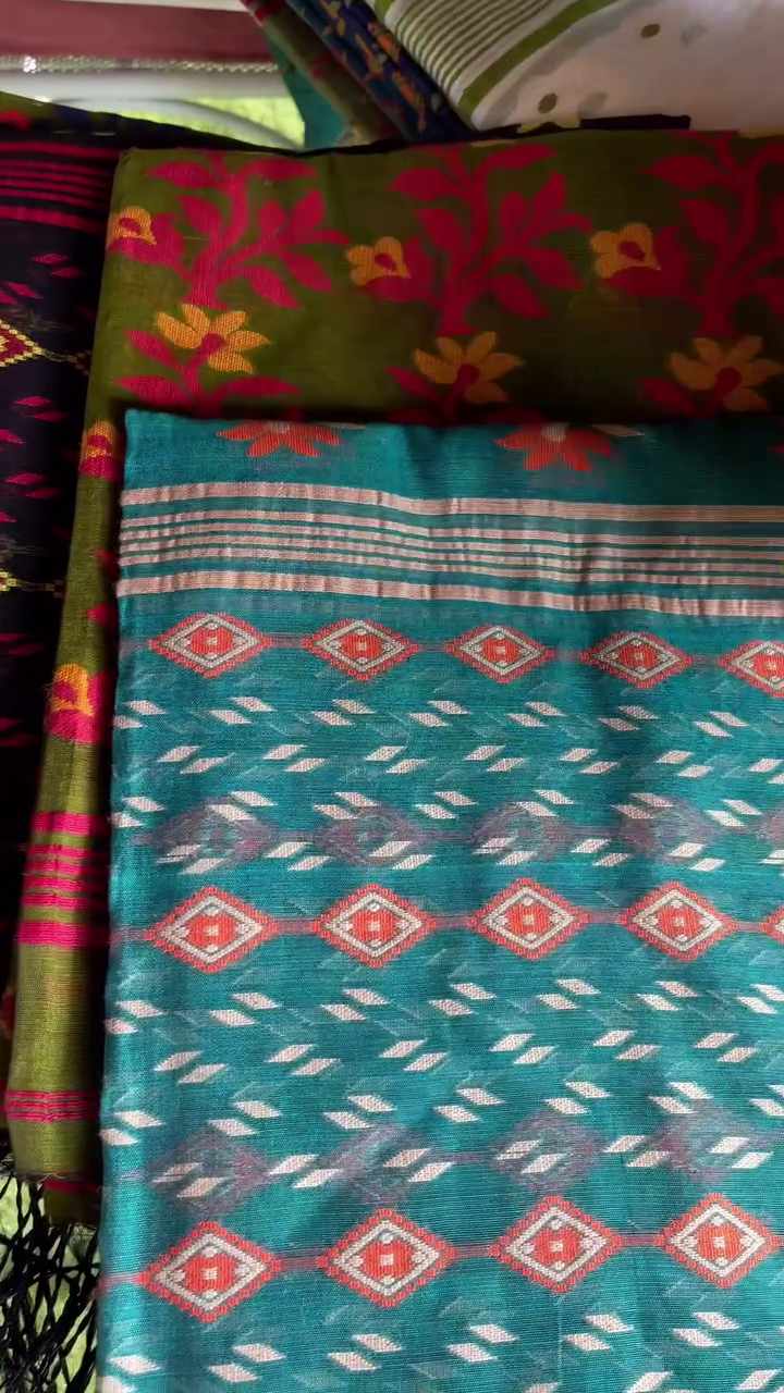 Multicolor cotton saree with blouse