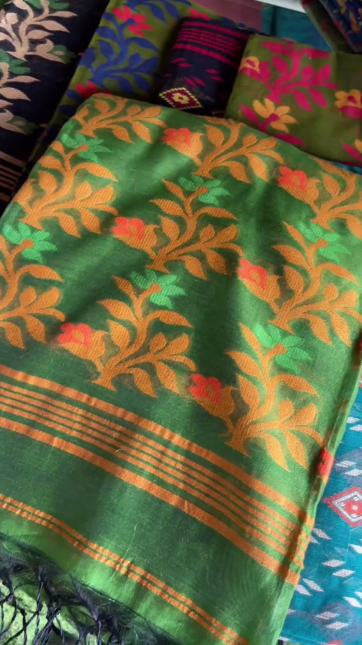 Multicolor cotton saree with blouse