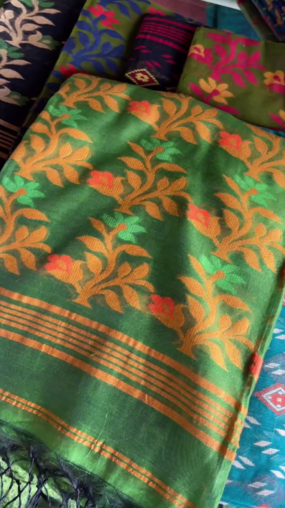 Multicolor cotton saree with blouse