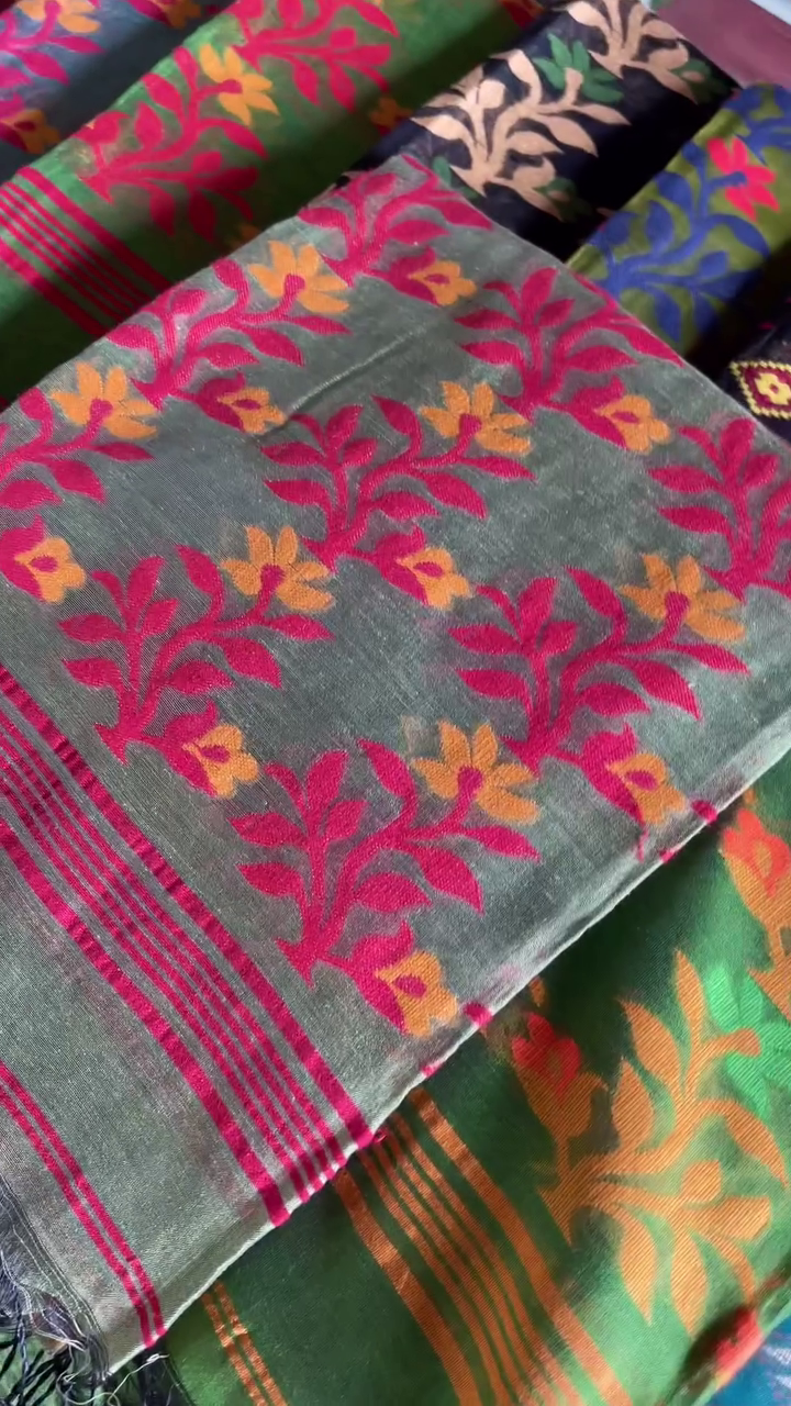 Multicolor cotton saree with blouse
