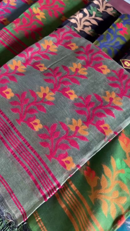 Multicolor cotton saree with blouse