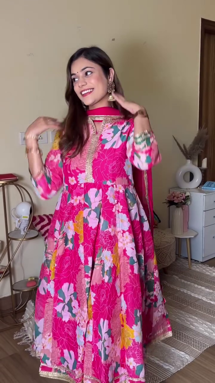 Bountiful Floral Printed Cotton Kurti in White, Yellow, Blue, and Purple