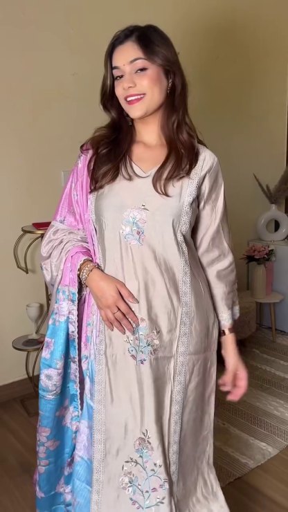 Bountiful Floral Printed Cotton Kurti in White, Yellow, Blue, and Purple
