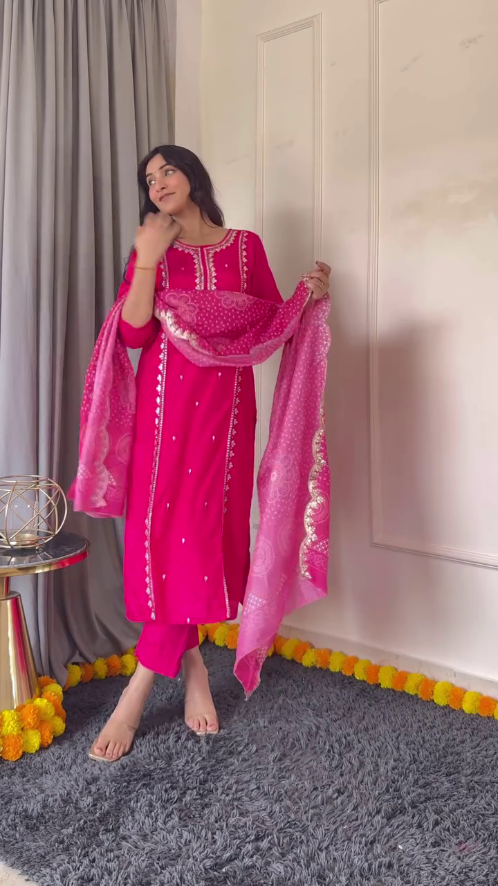 Stylish Pink and Orange Printed Kurtis