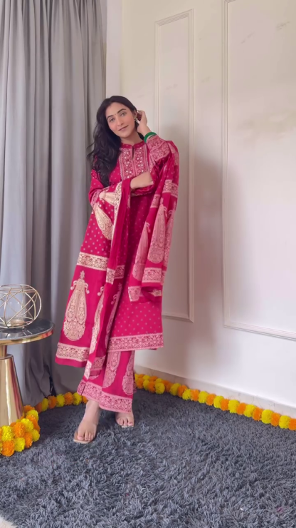 Stylish Pink and Orange Printed Kurtis