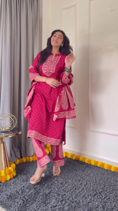 Stylish Pink and Orange Printed Kurtis