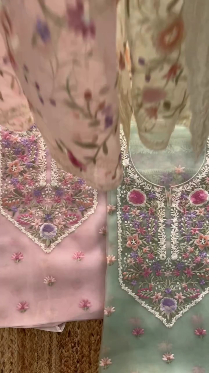 Multi-Colored Organza Tie-Dye Kurta Set