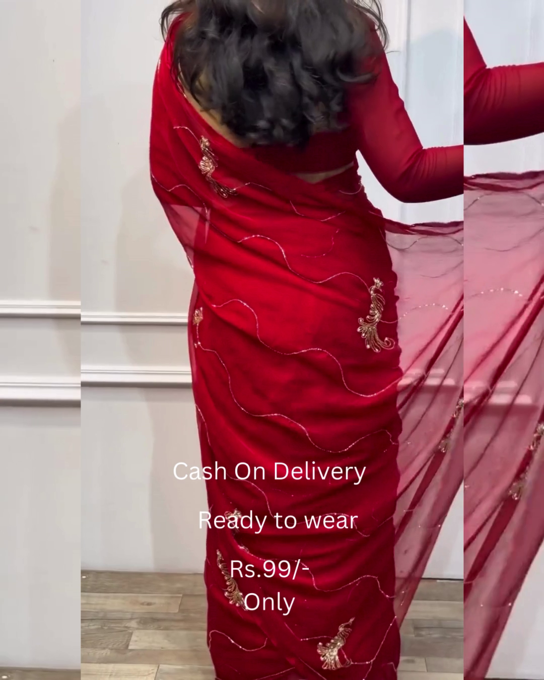 Women's Pure Georgett Ready To Wear Saree With Fancy Blouse