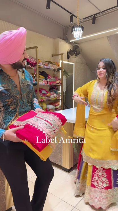Yellow Chinon Full Flair Skirt set with Heavy embroidery Work on multicolor Skirt