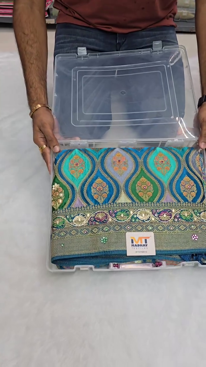 Rangkat Modal Satin Hand Embroidery Saree