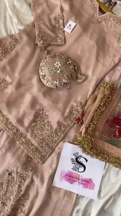 Nude-Gold Pittan Border Salwar Suit – A Regal Ensemble of Subtle Elegance