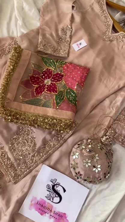 Nude-Gold Pittan Border Salwar Suit – A Regal Ensemble of Subtle Elegance