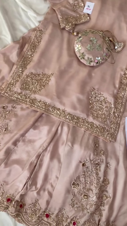 Nude-Gold Pittan Border Salwar Suit – A Regal Ensemble of Subtle Elegance