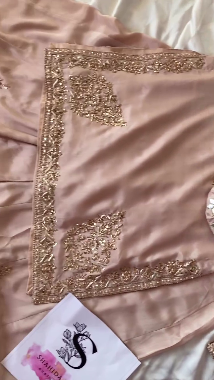 Nude-Gold Pittan Border Salwar Suit – A Regal Ensemble of Subtle Elegance