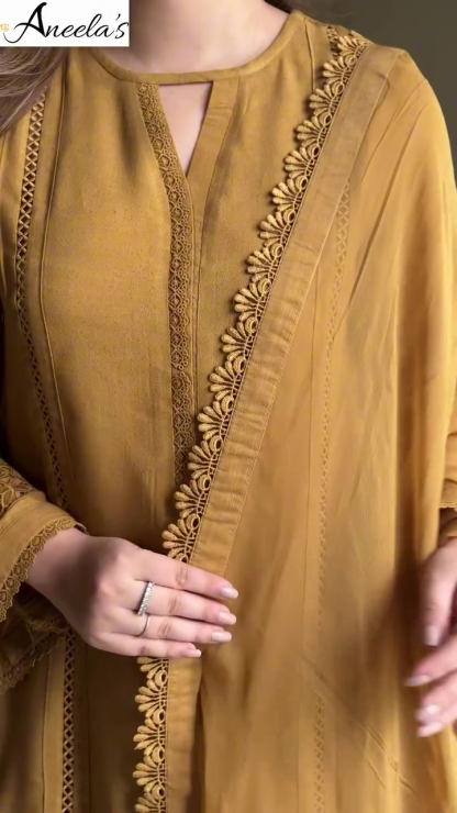 Front V-Neck Plain Indian Cotton Dress – Warm Orange Elegance