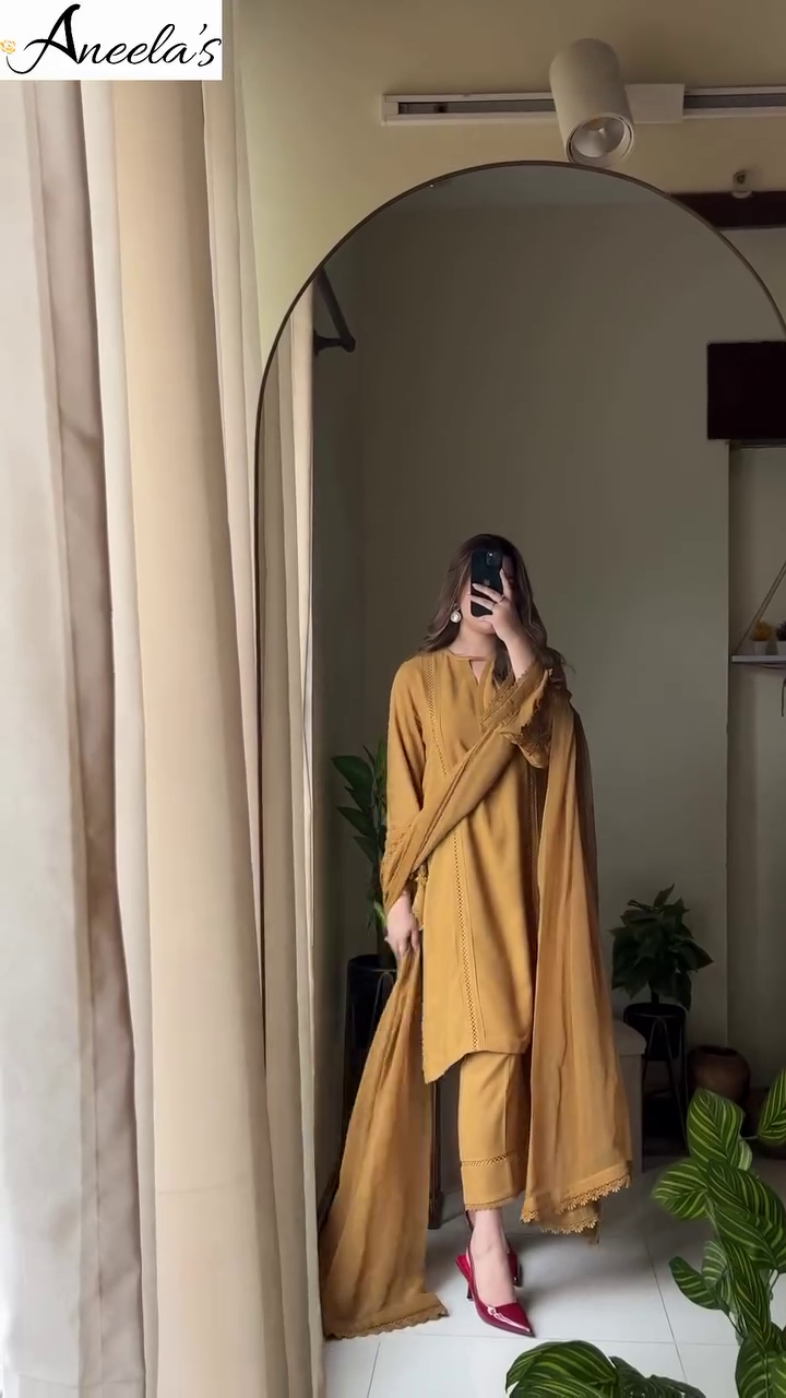 Front V-Neck Plain Indian Cotton Dress – Warm Orange Elegance