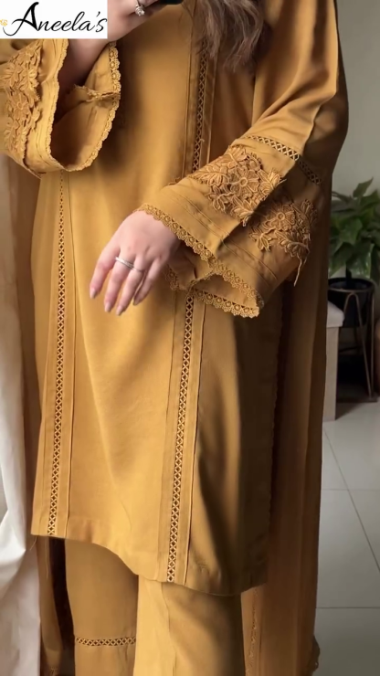Front V-Neck Plain Indian Cotton Dress – Warm Orange Elegance