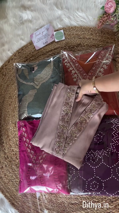 Multi-Color Kurtis with Handwork Neck – A Vibrant Blend of Elegance and Tradition