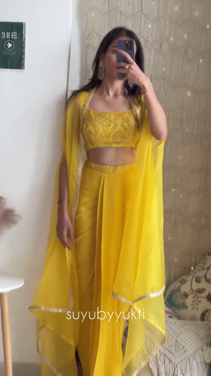 Yellow Cutdana Embroidered Sharara Set with Sequin Embellished Blouse and Dupatta – A Radiant Festive Ensemble