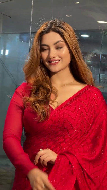Red Soft Georgette Saree with Heavy Embroidery Work – A Stunning Celebration of Elegance
