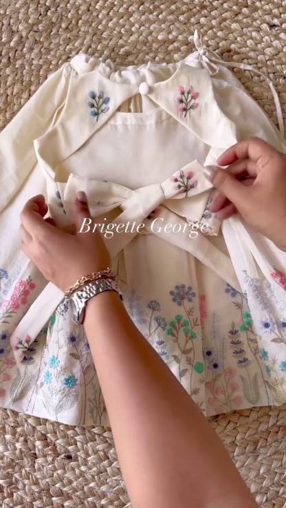 Vintage Floral Off-White Baby Girl Dress – A Timeless Treasure of Elegance