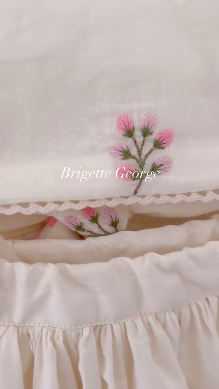 Vintage Floral Off-White Baby Girl Dress – A Timeless Treasure of Elegance