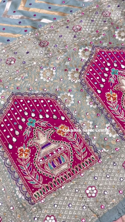 Rama Green Threadwork Soft Silk Saree – An Exquisite Blend of Elegance and Artistry