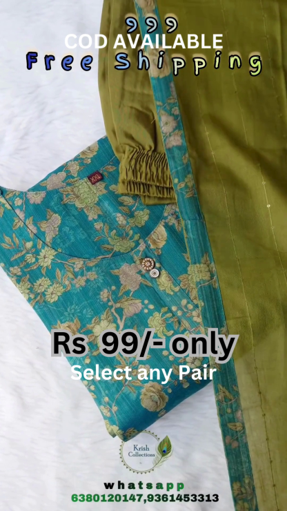 Stitched Cotton Silk Kurta, Bottom & Duppata Forest Green (3 Piece Set )