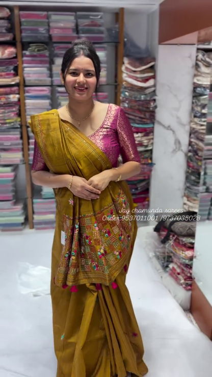 Mustard Brown Soft Cotton Saree with Ikat Prints – A Heritage of Elegance