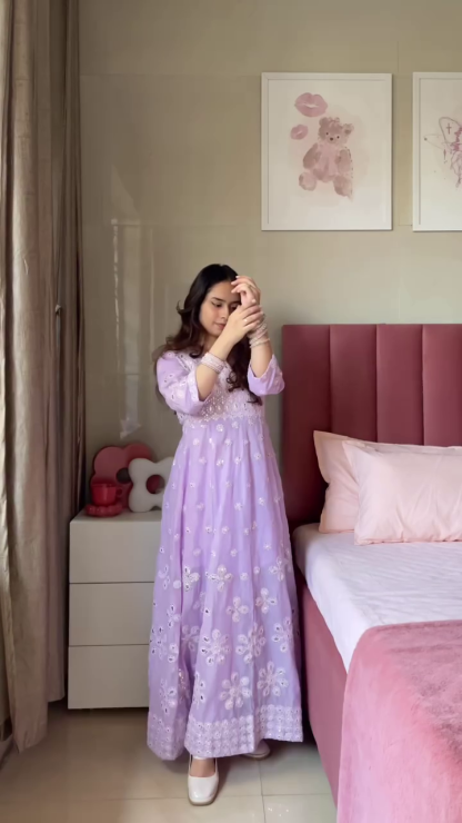 Embroidered Cotton Angrakha, Pants & Dupatta Set – Timeless Grace in Every Detail