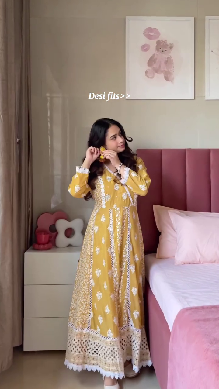 Embroidered Cotton Angrakha, Pants & Dupatta Set – Timeless Grace in Every Detail