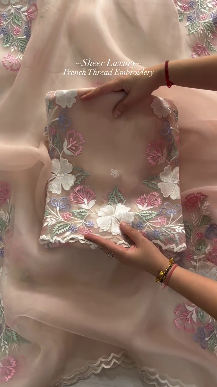 All-Over Multicolour Chikankari Parsi Gara Suit – A Celebration of Artistry and Elegance